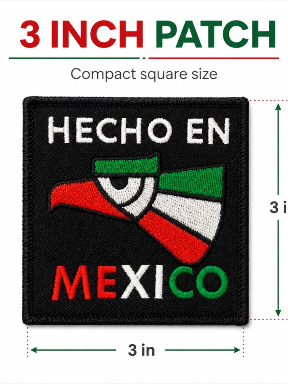 Made in Mexico Patch Hecho En Mexico Hoop And Loop Embroidered 3 Inch